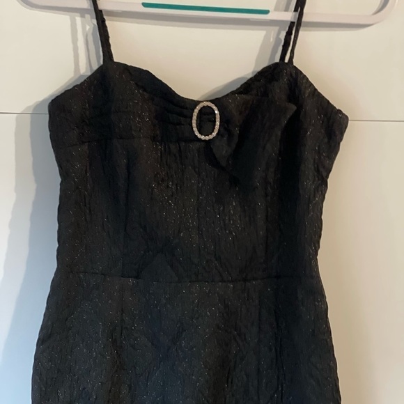 NWT! ($340) Betsey Johnson Black Dress Glitter Rhinestone Formal Party Prom, 6 - Picture 1 of 15